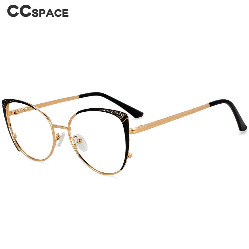 CCspace Unisex Full Rim Square Cat Eye Alloy Eyeglasses 55892 Full Rim CCspace