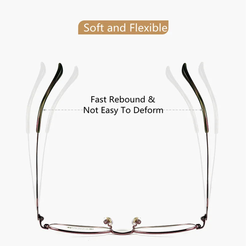 Kocolior Women's Full Rim Rectangle Titanium Hyperopic Reading Glasses 3520x Reading Glasses Kocolior