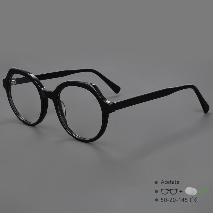CCspace Unisex Full Rim Irregular Round Acetate Eyeglasses 55911 Full Rim CCspace Black China