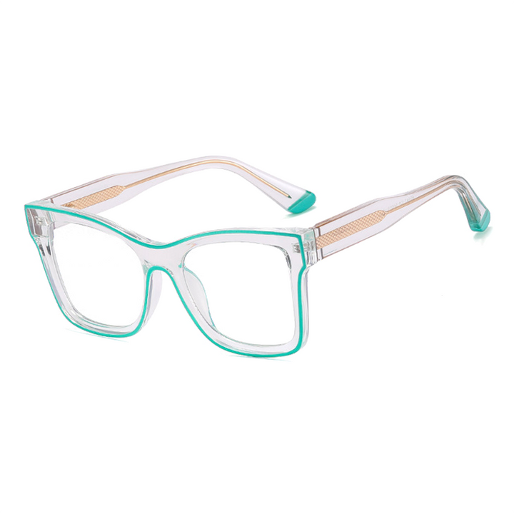 Ralferty Women's Full Rim Square Acetate Eyeglasses F82087 Full Rim Ralferty C5 Green China 