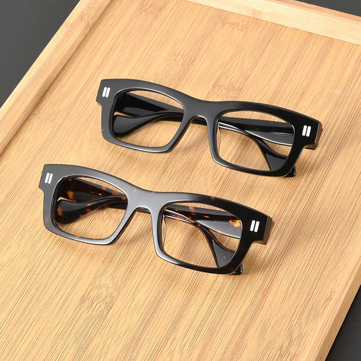 Black Mask Unisex Full Rim Square Acetate Eyeglasses L2037 Full Rim Black Mask