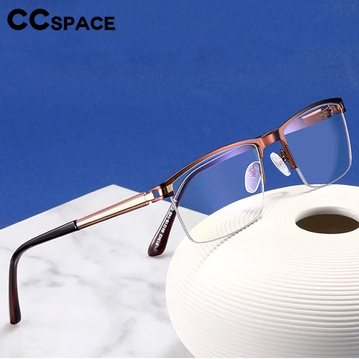 CCspace Semi Rim Square Alloy Spring Hinge Eyeglasses 300842 Semi Rim CCSpace