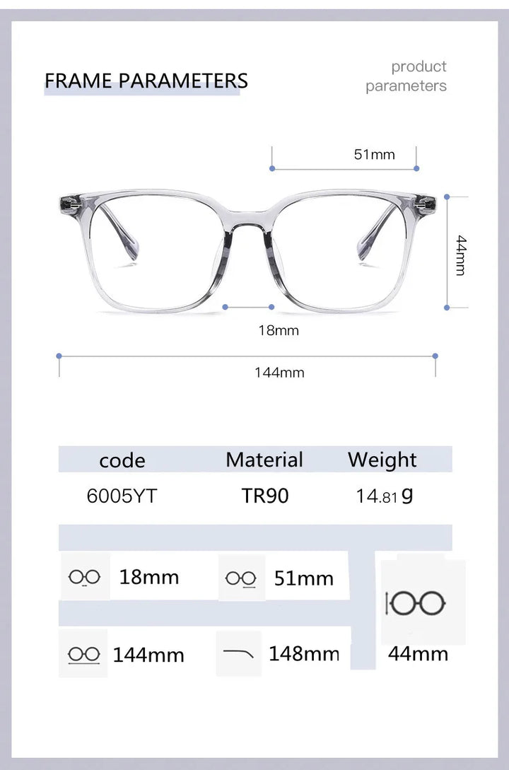 Kocolior Unisex Full Rim Square Acetate Alloy Hyperopic Reading Glasses 6005 Reading Glasses Kocolior