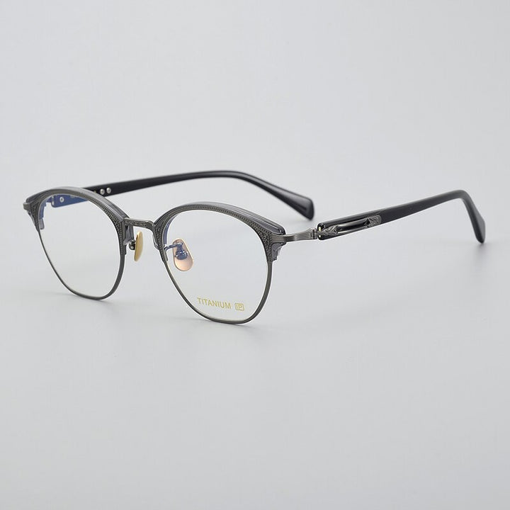 Muzz Unisex Full Rim Round Titanium Eyeglasses E051 Full Rim Muzz C2