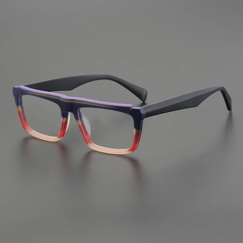 Gatenac Unisex Full Rim Square Frosted Acetate Eyeglasses Gxyj1208 Full Rim Gatenac Frosted Purple