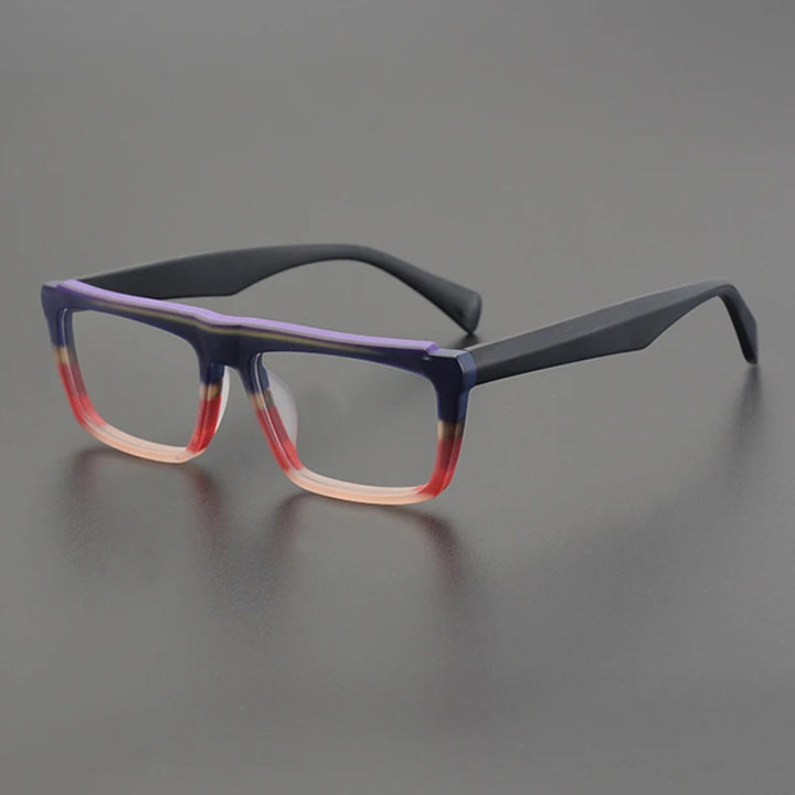 Gatenac Unisex Full Rim Square Frosted Acetate Eyeglasses Gxyj1208 Full Rim Gatenac Frosted Purple