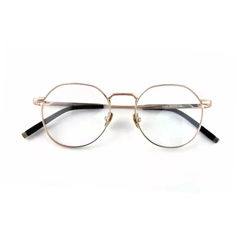 Black Mask Unisex Full Rim Round Titanium Eyeglasses M137 Full Rim Black Mask Rose Gold