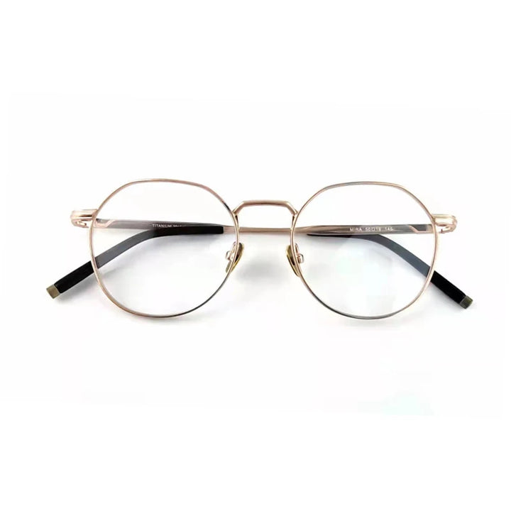 Black Mask Unisex Full Rim Round Titanium Eyeglasses M137 Full Rim Black Mask Rose Gold