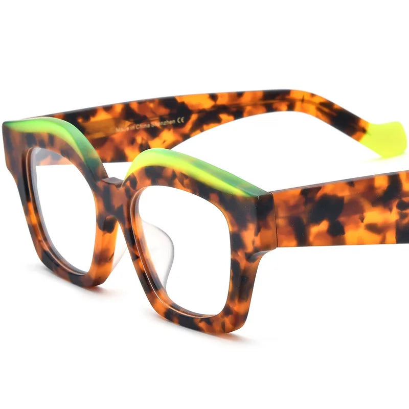 CCspace Unisex Full Rim Square Acetate Eyeglasses 57163 Full Rim CCspace Leopard