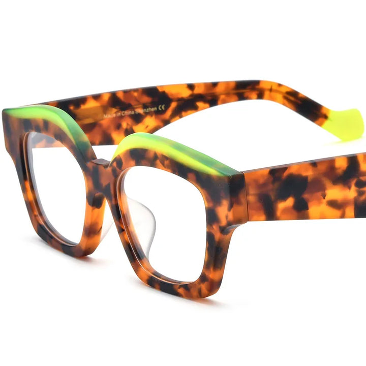 CCspace Unisex Full Rim Square Acetate Eyeglasses 57163 Full Rim CCspace Leopard