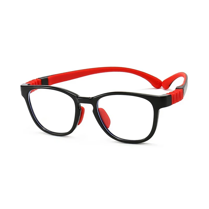 Handoer Unisex Children's Full Rim Square Acetate Silicone Eyeglasses 9102 Full Rim Handoer C1 Black
