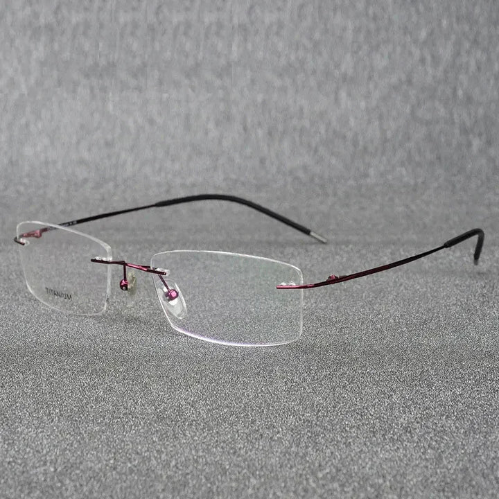 Handoer Women's Rimless Square Oval Titanium Eyeglasses 96210