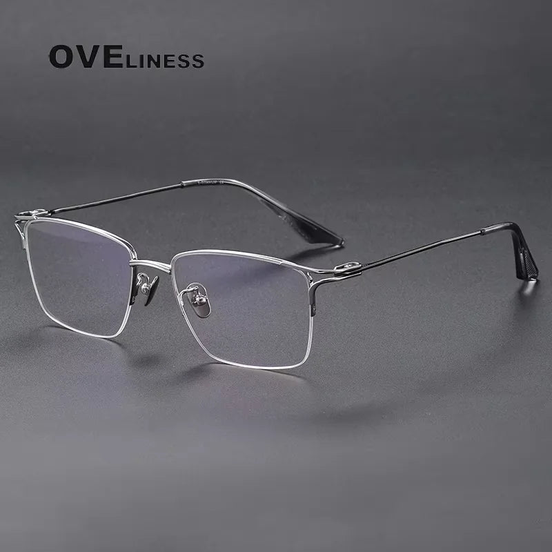Oveliness Unisex Semi Rim Square Acetate Titanium Eyeglasses 81002