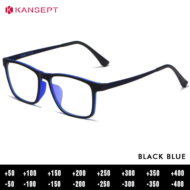 Kansept Men's Full Rim Square Tr 90 Titanium Reading Glasses 53068