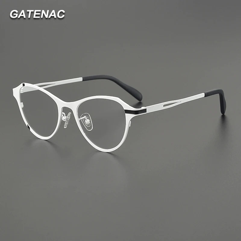 Gatenac Unisex Full Rim Brow Line Oval Titanium Eyeglasses G85878