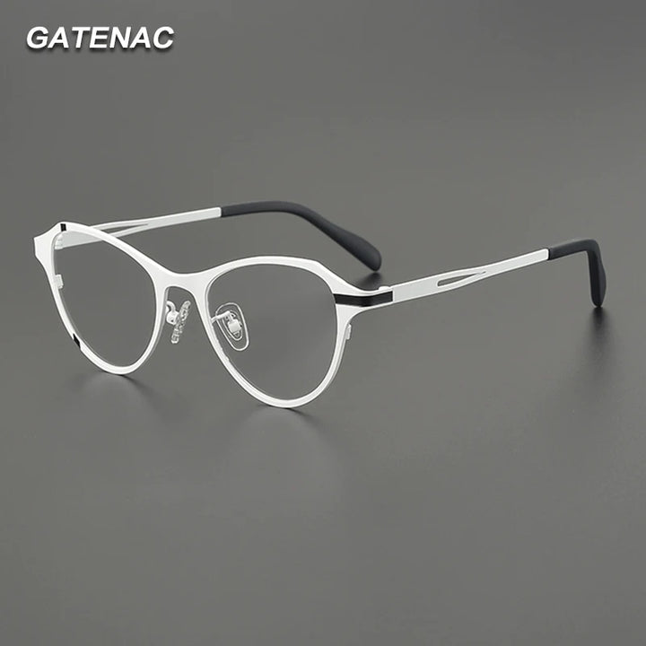 Gatenac Unisex Full Rim Brow Line Oval Titanium Eyeglasses G85878