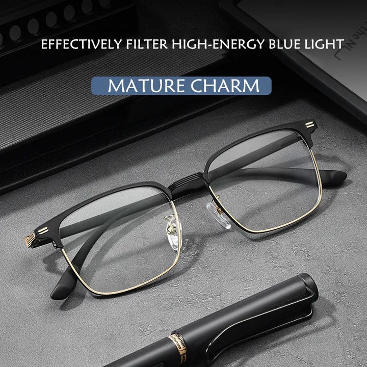 Kocolior Unisex Full Rim Square Alloy Hyperopic Reading Glasses 33999 Reading Glasses Kocolior