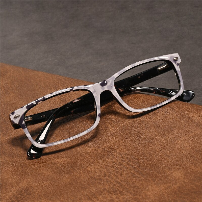 Cubojue Unisex Full Rim Square Tr 90 Titanium Presbyopic Reading Glasses 07131p Reading Glasses Cubojue   
