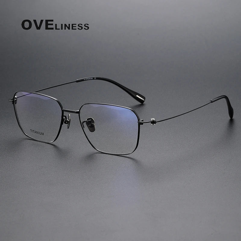 Oveliness Men's Rimless Square Titanium Eyeglasses 80914 Rimless Oveliness black