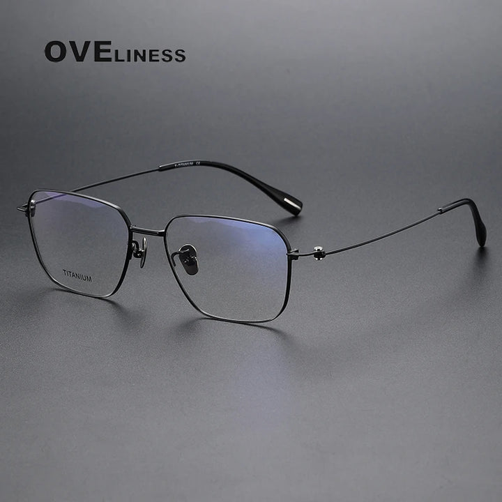 Oveliness Men's Rimless Square Titanium Eyeglasses 80914 Rimless Oveliness black