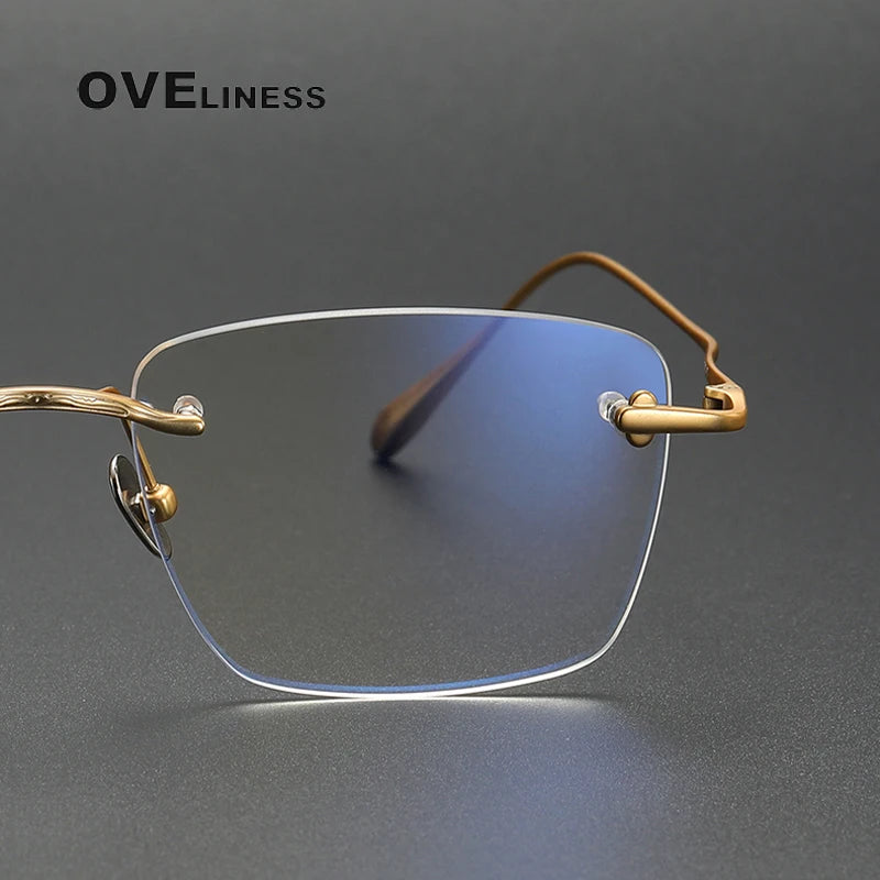 Oveliness Unisex Rimless Square Titanium Eyeglasses 80954 Rimless Oveliness