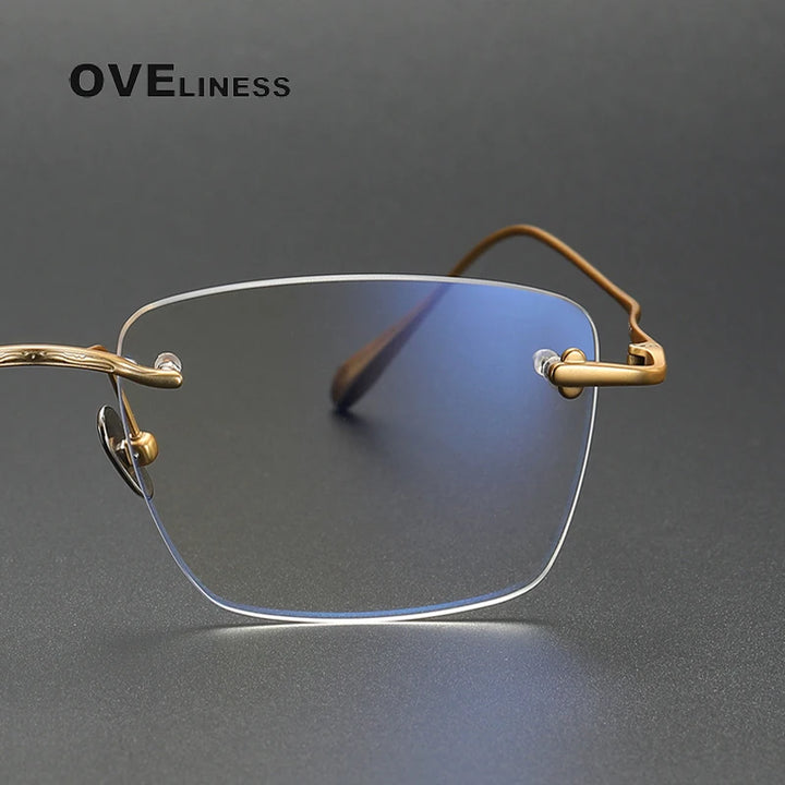 Oveliness Unisex Rimless Square Titanium Eyeglasses 80954 Rimless Oveliness