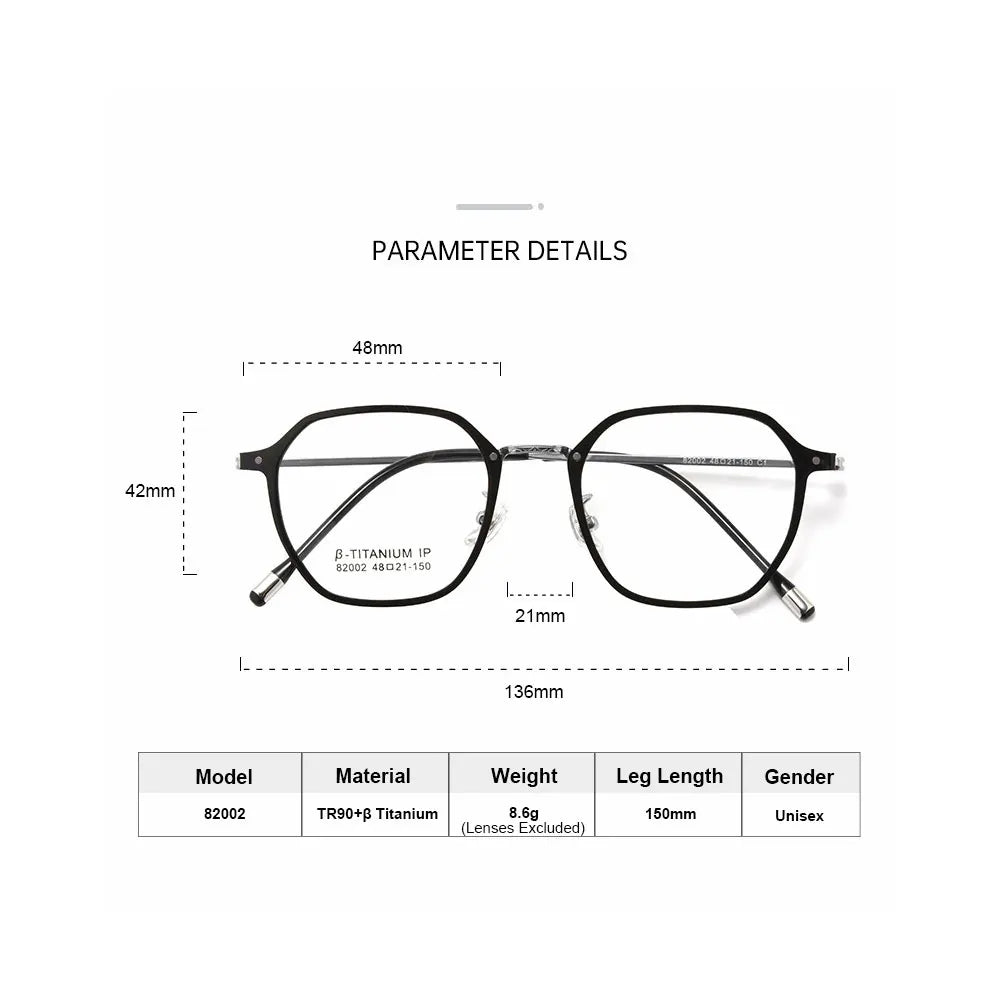 Gmei Women's Full Rim Flat Top Polygon Tr 90 Titanium Eyeglasses 82002