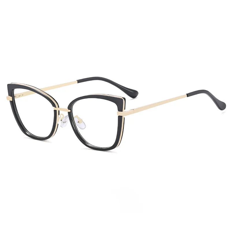 CCspace Women's Full RIm Square Tr 90 Titanium Eyeglasses 56966 Full Rim CCspace C1Black