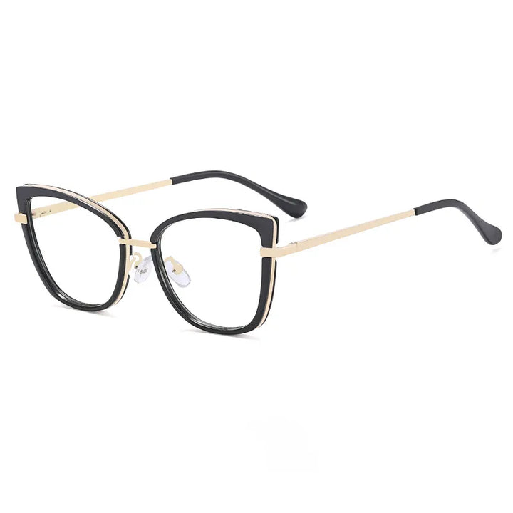 CCspace Women's Full RIm Square Tr 90 Titanium Eyeglasses 56966 Full Rim CCspace C1Black