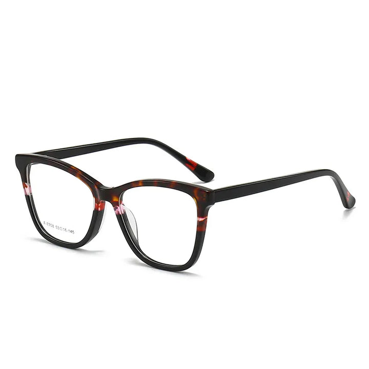 CCspace Unisex Full Rim Square Acetate Eyeglasses 56941 Full Rim CCspace C2Leopard