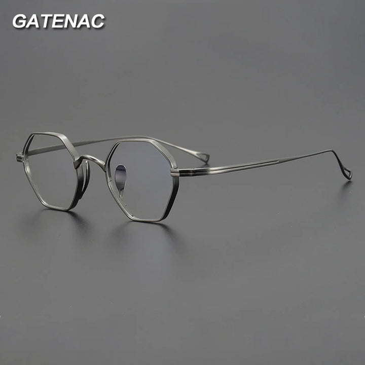 Gatenac Unisex Full Rim Small Polygon Titanium Glasses Gxyj1451 Full Rim Gatenac