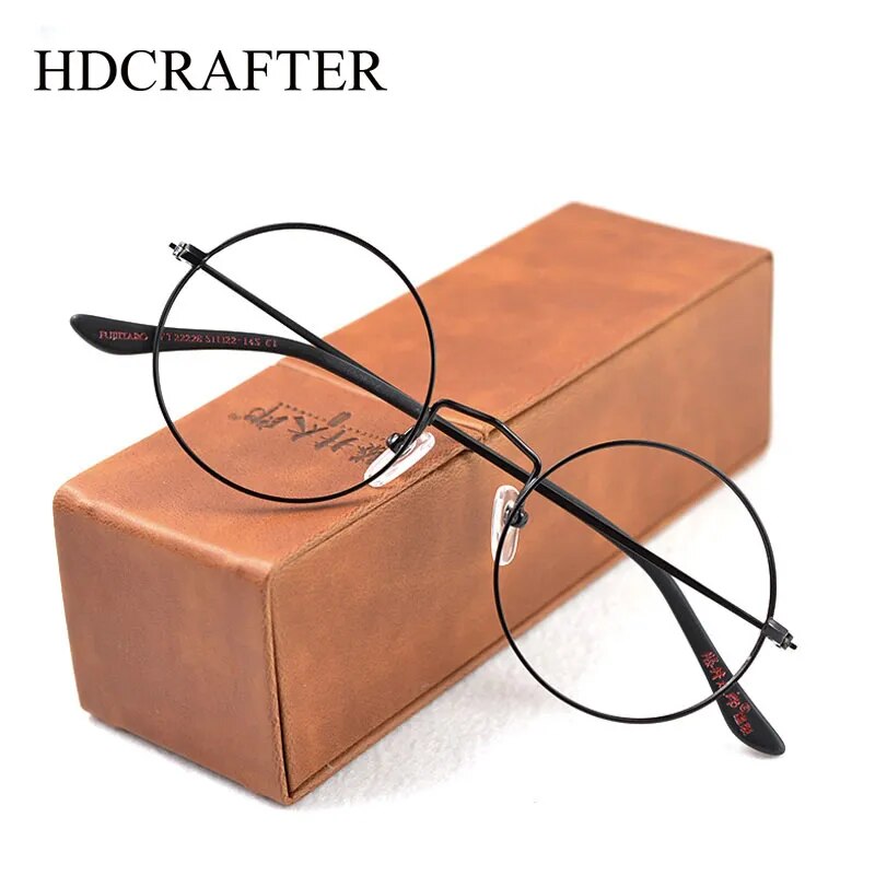 Hdcrafter Unisex Full Rim Round Titanium Eyeglasses 2282 Full Rim Hdcrafter Eyeglasses   