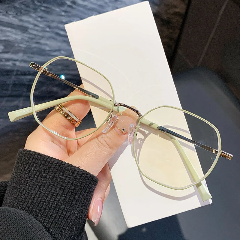 Vicky Women's Full Rim Polygon Oval Alloy Reading Glasses 318219