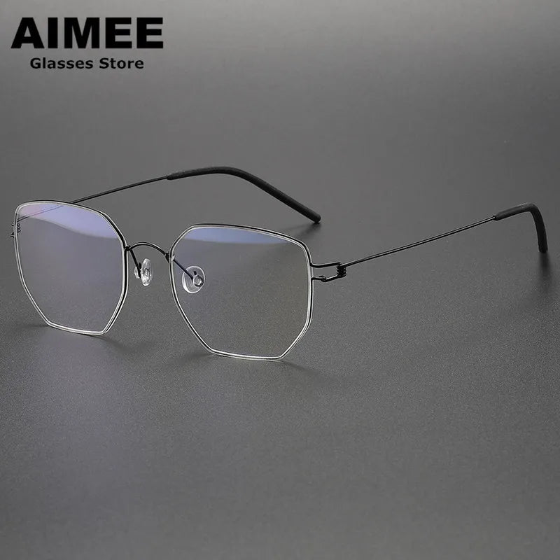 Aimee Unisex Full Rim Polygon Screwless Titanium Eyeglasses 51925 Full Rim Aimee