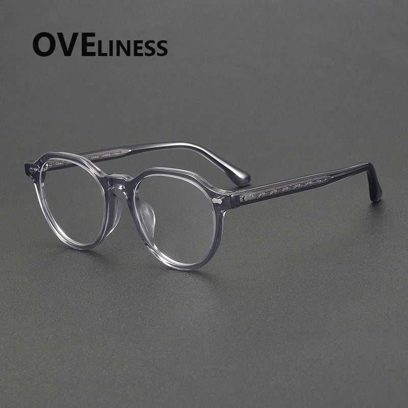 Oveliness Unisex Full Rim Oval Round Acetate Eyeglasses 88098 Full Rim Oveliness grey