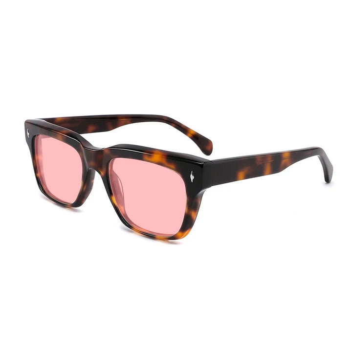 Gatenac Unisex Full Rim Square Polarized Acetate Sunglasses Mo15 Sunglasses Gatenac Tortoiseshell Pink