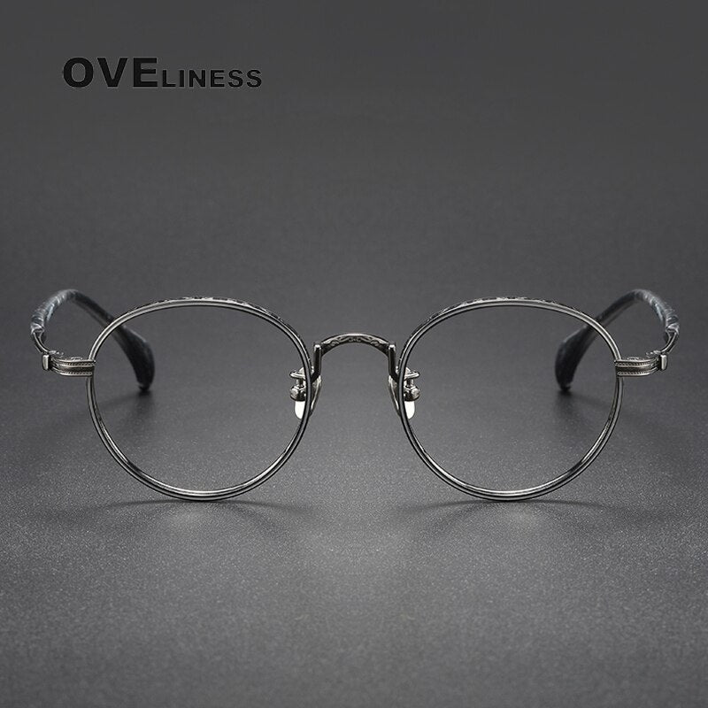 Oveliness Unisex Full Rim Round Titanium Eyeglasses 80862 Full Rim Oveliness