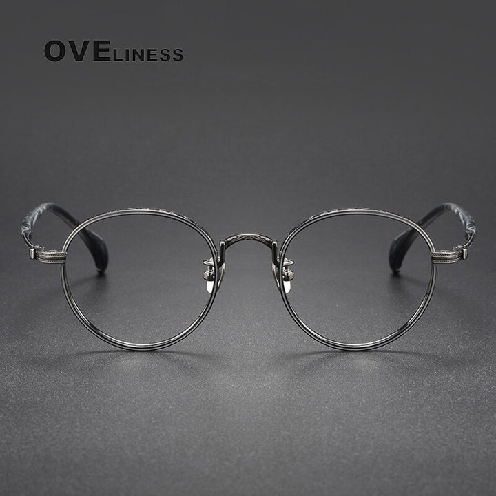 Oveliness Unisex Full Rim Round Titanium Eyeglasses 80862 Full Rim Oveliness