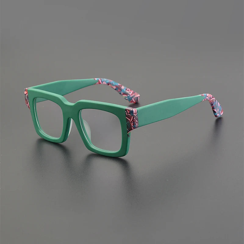 Nobler Unisex Full Rim Thick Square Acetate Eyeglasses 19288 Full Rim Nobler Black