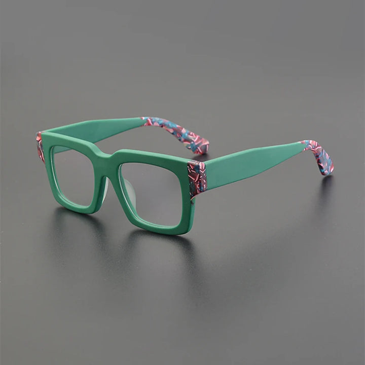 Nobler Unisex Full Rim Thick Square Acetate Eyeglasses 19288 Full Rim Nobler Black