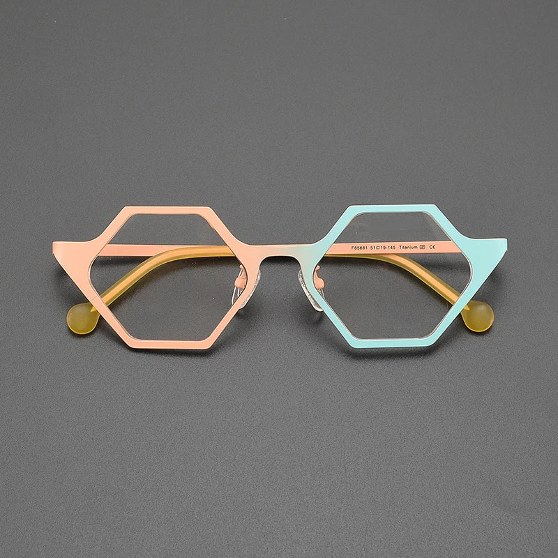 Nobler Women's Full Rim Polygon Cat Eye Titanium Eyeglasses 185881 Full Rim Nobler C7