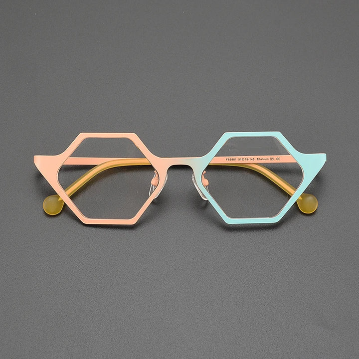 Nobler Women's Full Rim Polygon Cat Eye Titanium Eyeglasses 185881 Full Rim Nobler C7