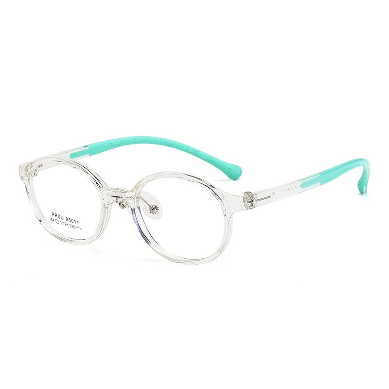 KatKani Unisex Children's Full Rim Round Silicone Eyeglasses 85011 Full Rim KatKani Eyeglasses Transparent White  