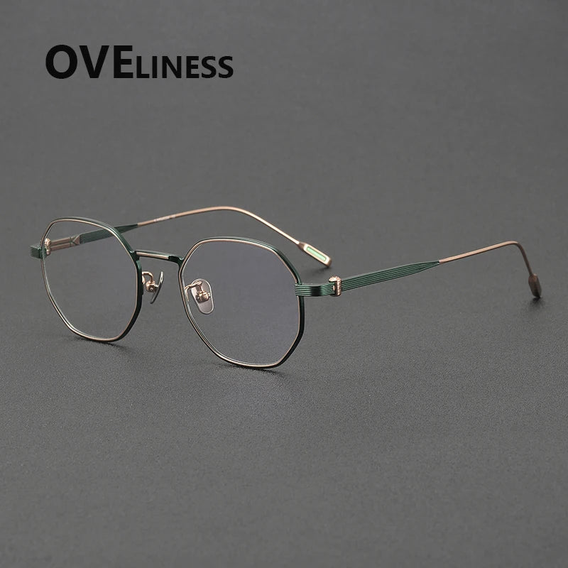 Oveliness Women's Full Rim Square Oval Titanium Eyeglasses 872130 Full Rim Oveliness rose gold green