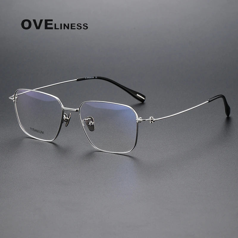 Oveliness Men's Rimless Square Titanium Eyeglasses 80914 Rimless Oveliness silver