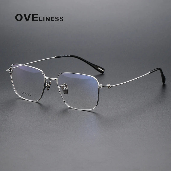 Oveliness Men's Rimless Square Titanium Eyeglasses 80914 Rimless Oveliness silver