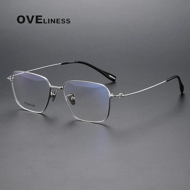 Oveliness Men's Rimless Square Titanium Eyeglasses 80914 Rimless Oveliness silver  
