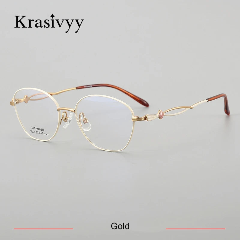 Krasivyy Unisex Full Rim Polygon Oval Titanium Eyeglasses 33012