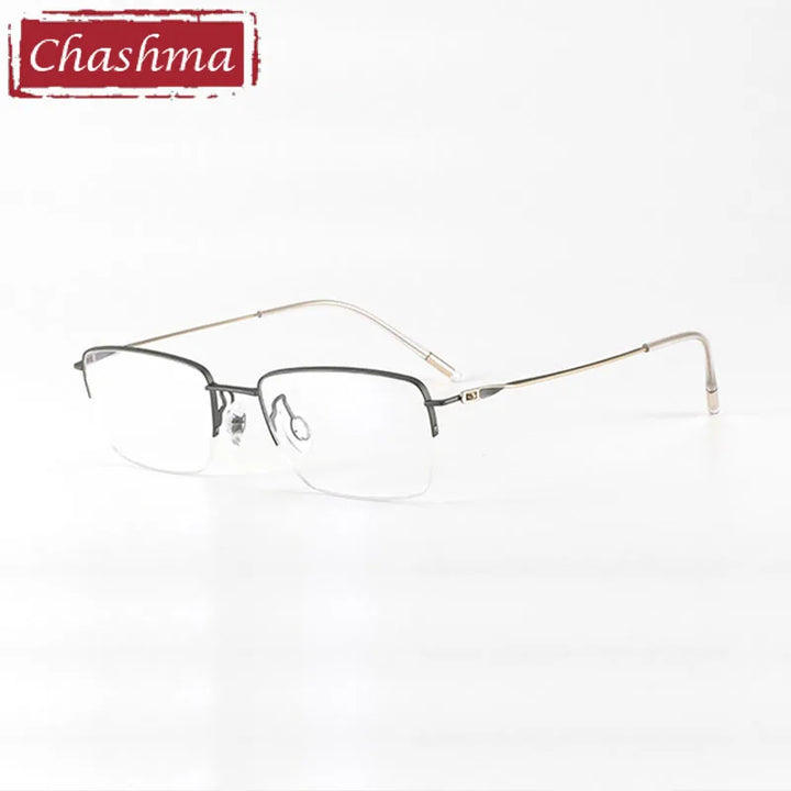 Chashma Men's Semi Rim Square Titanium Eyeglasses 7277 Semi Rim Chashma Gray Gold