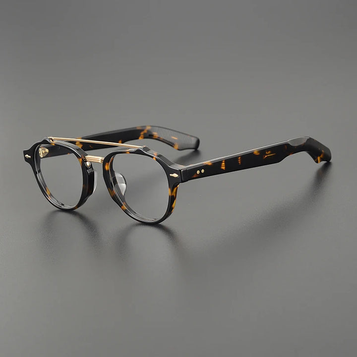 Black Mask Unisex Full Rim Round Double Bridge Acetate Alloy Eyeglasses 68rx Full Rim Black Mask Tortoise  